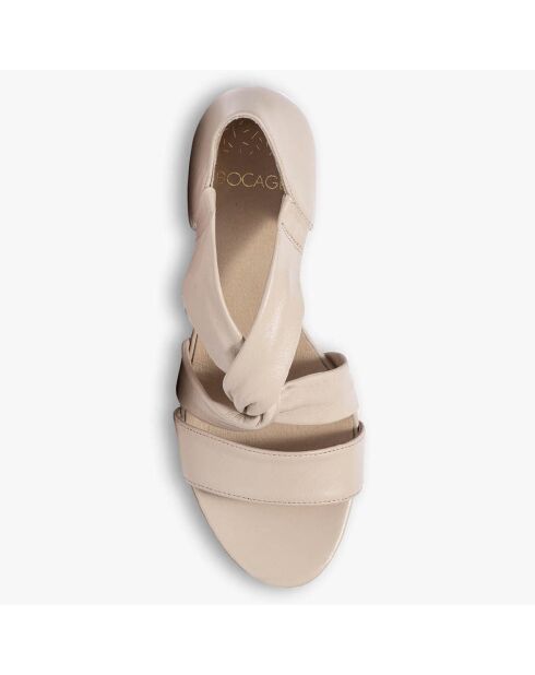 Sandales compensées en Cuir Paprika nude - Talon 7 cm